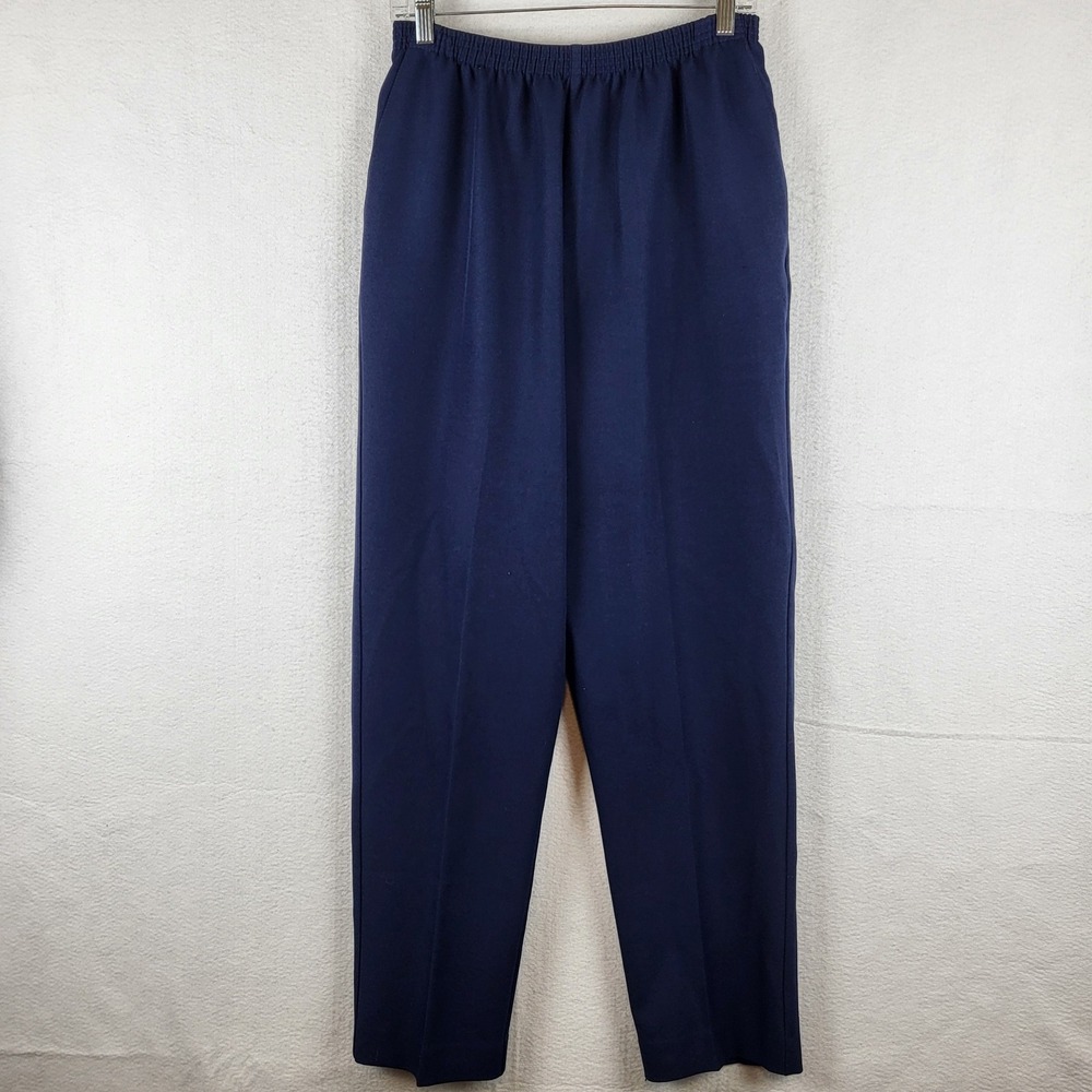 Alfred Dunner Women's Navy Blue Elastic Waist Pants Size 12